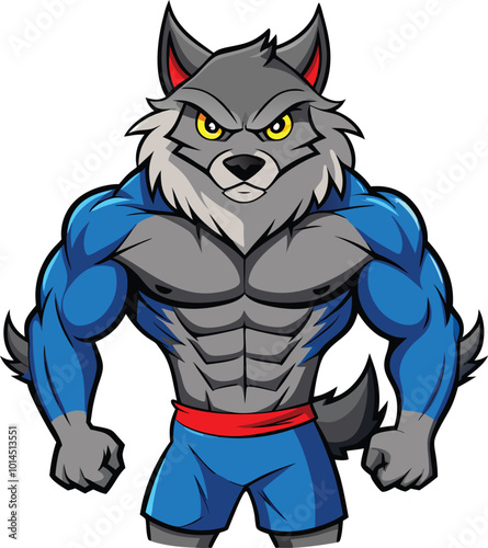 muscular wolf Vector