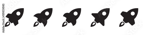 Rocket icon. Flying rocket icon. Rocket launch icon. 