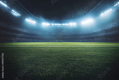 Empty Football Stadium at Night