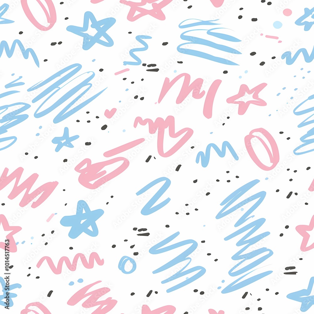 Abstract pattern featuring dynamic pastel pink and blue brush strokes on white. Abstract pattern featuring dynamic pastel pink and blue brush strokes on white.