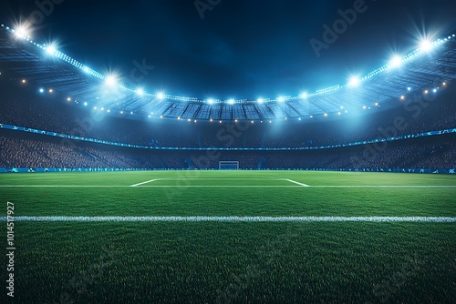 Empty Football Stadium at Night