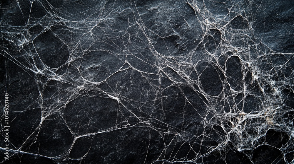 Intricate white spider webs on a solid black background, emphasizing their delicate structure. Intricate white spider webs on a solid black background, emphasizing their delicate structure.