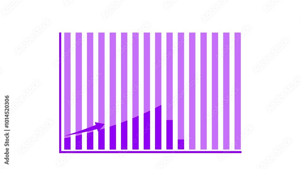 Animated of business graph icon .business or finance concept icon ,Animated illustration of a statistical curve with a loss sign.