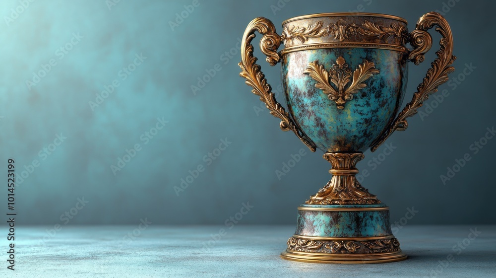Shiny Golden Trophy Isolated on a White-to-Blue Gradient Background for Awards and Recognition Shiny Golden Trophy Isolated on a White-to-Blue Gradient Background for Awards and Recognition