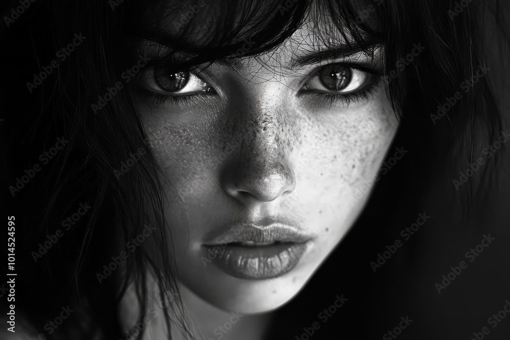 Monochromatic by professional photography of a girl. Close-up portrait Monochromatic by professional photography of a girl. Close-up portrait