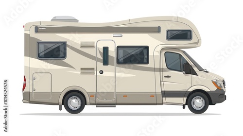 Beige and Grey Motorhome with a Black Door