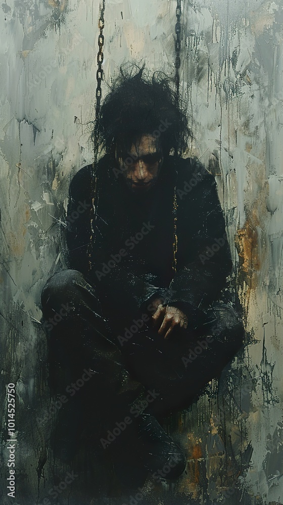 Man in Chains: A Dark and Emotional Portrait Man in Chains: A Dark and Emotional Portrait