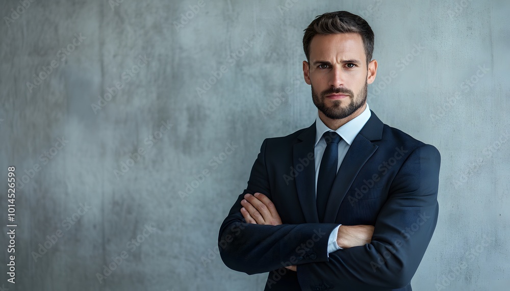 Portrait of a Confident Man in a Black Suit and Tie Portrait of a Confident Man in a Black Suit and Tie