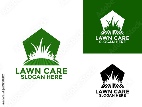 Lawn care logo design vector, landscape, grass concept logo design template