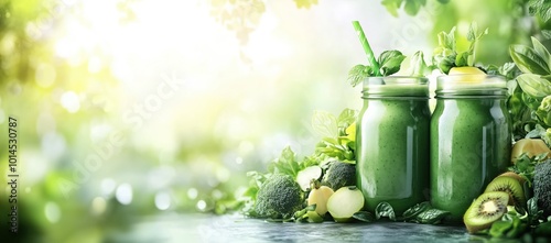 Refreshing Green Smoothies with Fresh Leafy Greens and Fruits