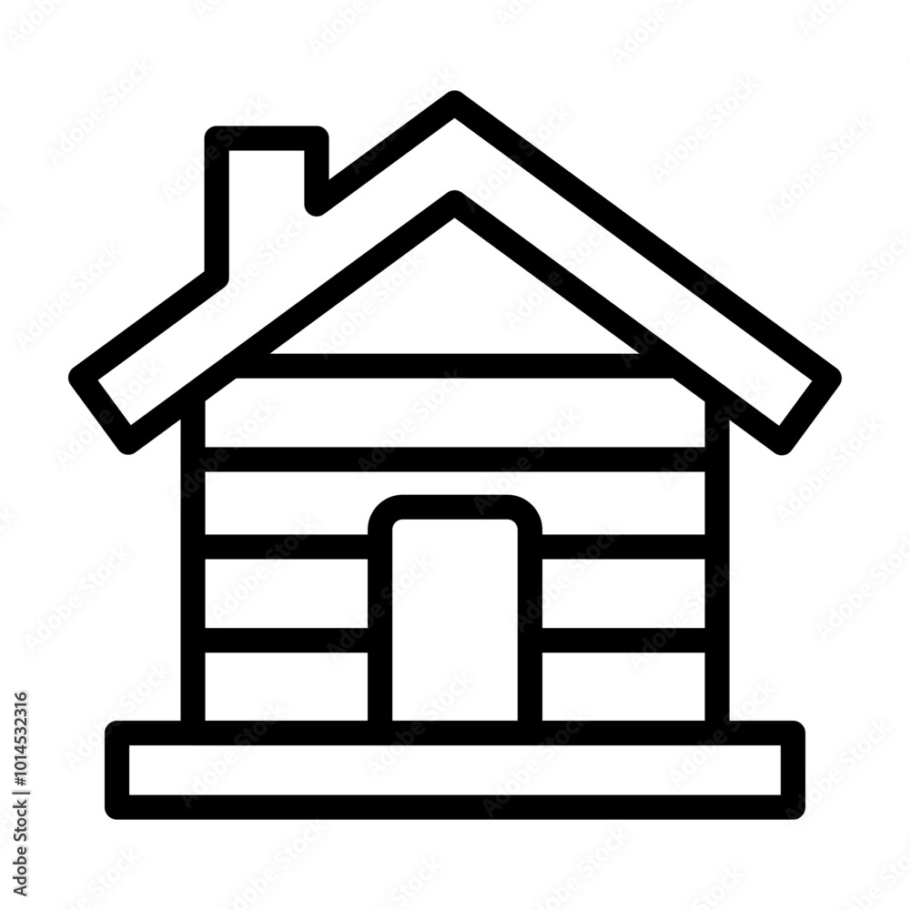 Cabin Vector Line Icon Design Cabin Vector Line Icon Design