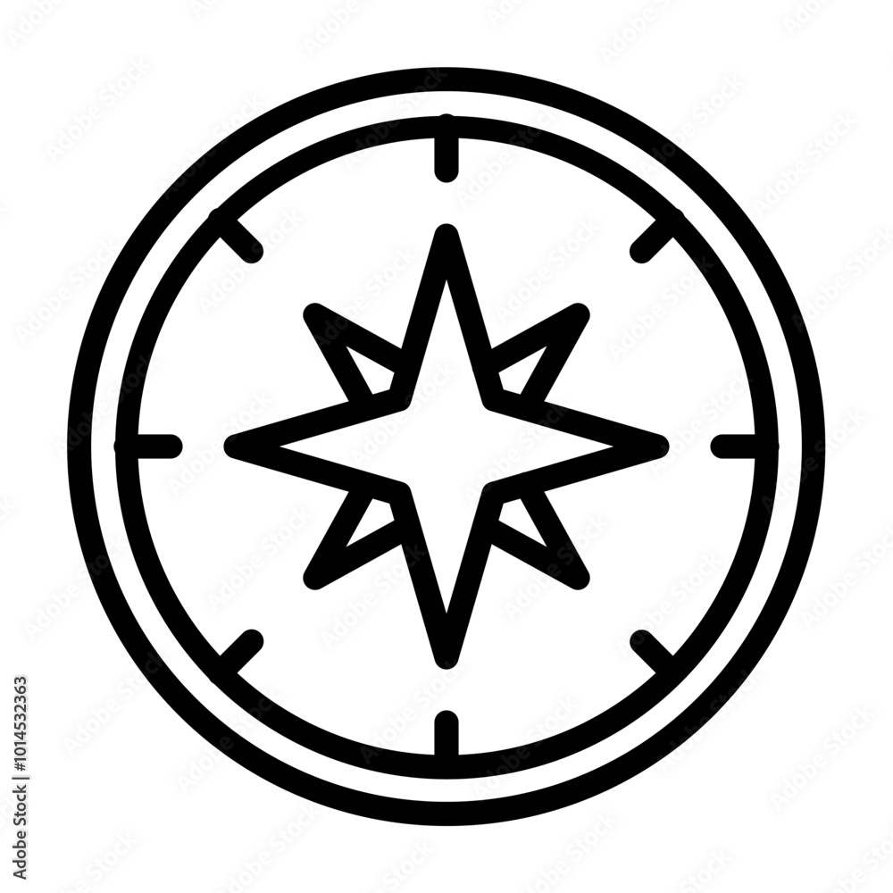 Compass Vector Line Icon Design Compass Vector Line Icon Design