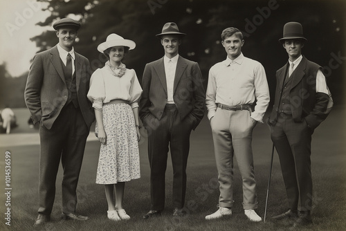 Vintage photo of golfers in the early 1900s.