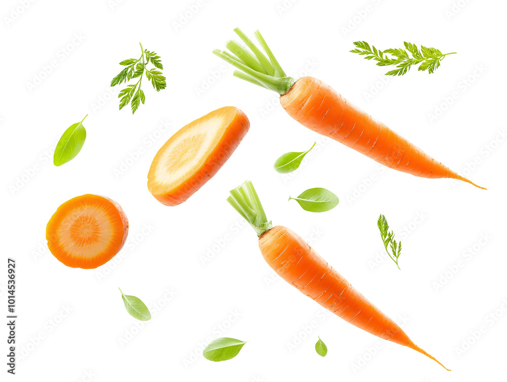 a group of carrots with leaves