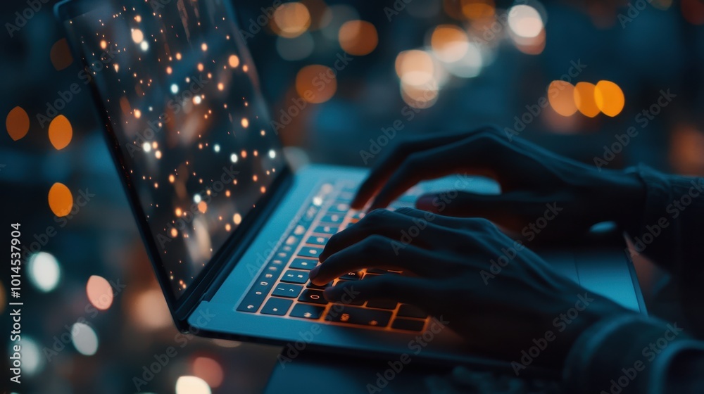The Laptop in Night Setting The Laptop in Night Setting