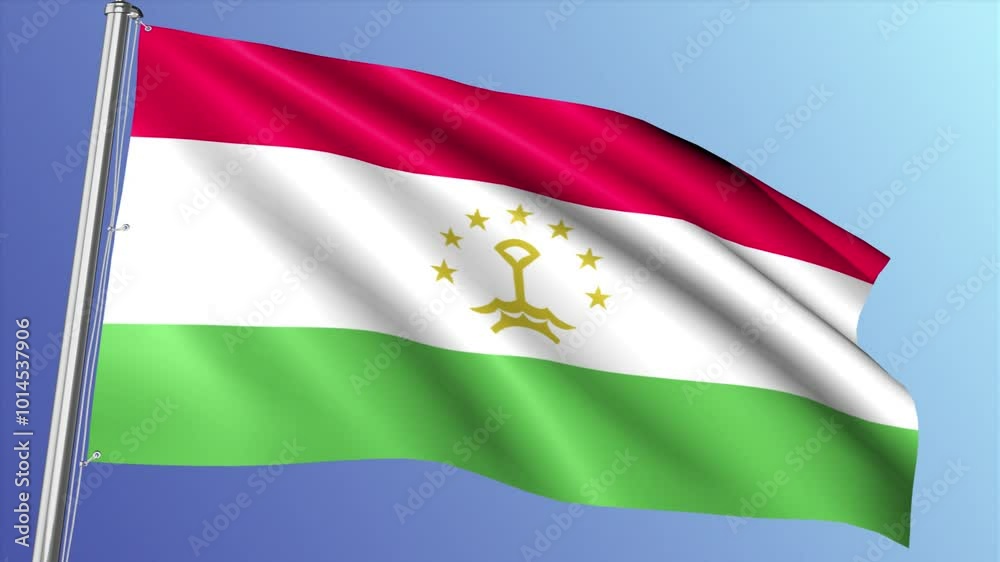Tajikistan Flag Waving Loop. Flag of Tajikistan Tajikistan Flag Waving Loop. Flag of Tajikistan