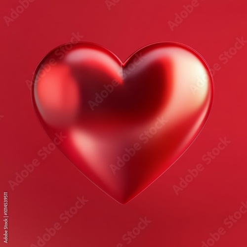 Elegant three-dimensional red heart with a smooth gradient effect, perfect for festive decorations