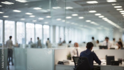 Blurry Office with a Glass Wall and People 1