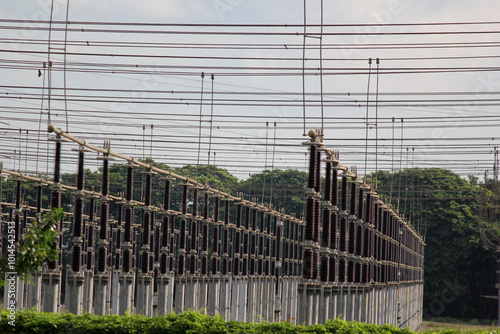 High voltage power transformer substation.High voltage electric power transformers