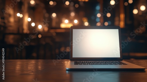 The Laptop on Wooden Table