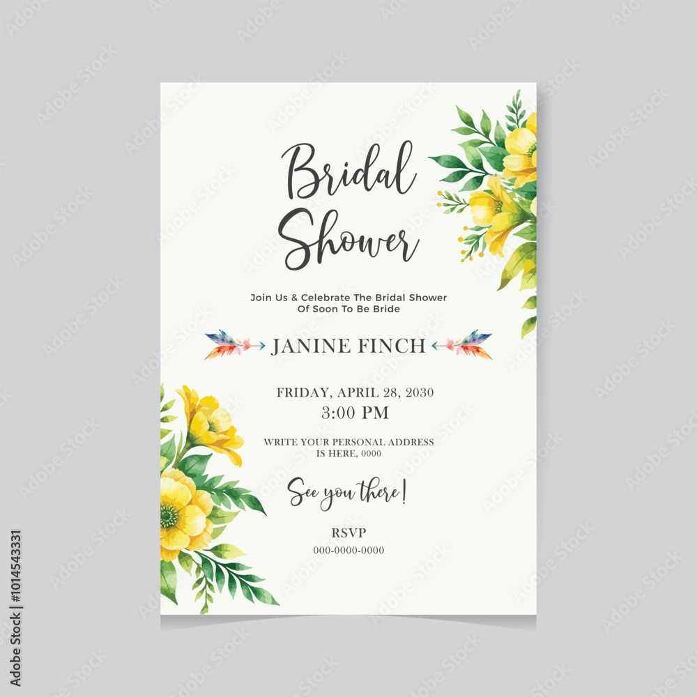 Vector Bridal Shower Invitation Template With Magnolia Flowers, Watercolor and Pen and Ink Elements
Vector Bridal Shower Invitation Template With Magnolia Flowers, Watercolor and Pen and Ink Elements