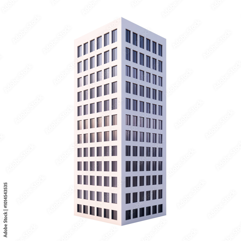 3D illustration of a modern tower building featuring a clean facade and multiple windows. Architectural design emphasizes minimalism and urban sophistication. Isolated on transparent background, png. 3D illustration of a modern tower building featuring a clean facade and multiple windows. Architectural design emphasizes minimalism and urban sophistication. Isolated on transparent background, png.