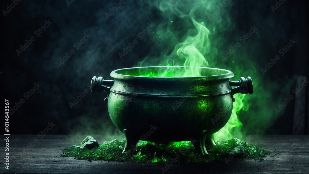 Cauldron with Glowing Green Potion Cauldron with Glowing Green Potion