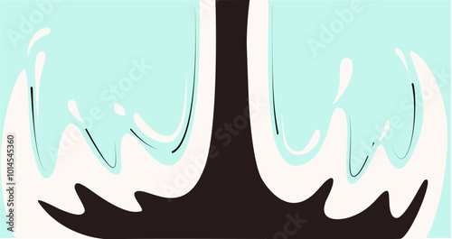 illustration of milk falling from above, two variants of milk with bright and soft theme colors