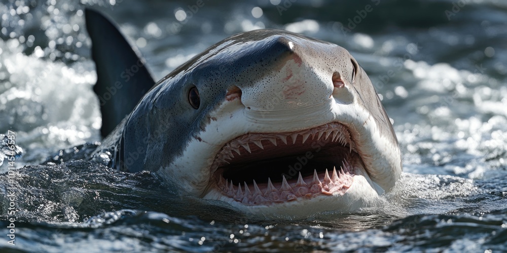 Naklejka premium Shark Close-Up Mouth Open