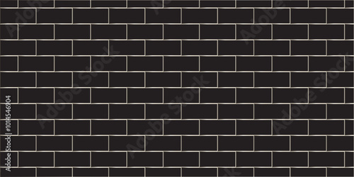Abstract bathroom wall and floor brick wall texture background. black brick vector illustration texture of the wall with masonry Bricks laid in rows background.