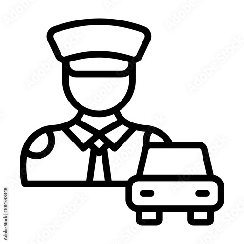 Taxi Driver Vector Line Icon Design