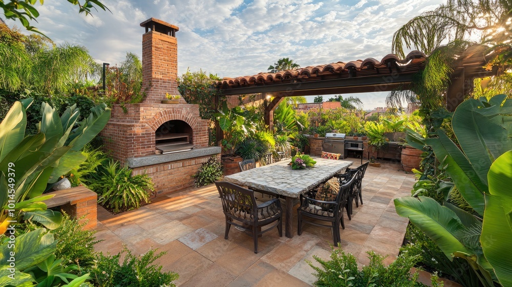 Obraz premium A rooftop terrace in Mediterranean style
