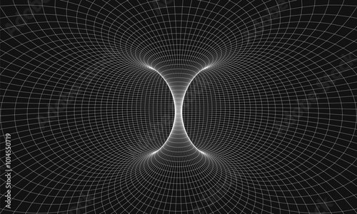Fototapeta Naklejka Na Ścianę i Meble -  Wireframe 3d background. Abstract geometric grid. Illusion mesh tunnel. Vector illustration.