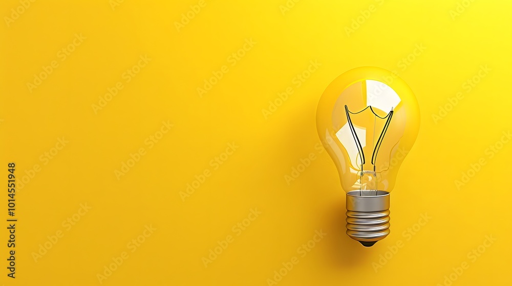 Ideas in Bloom: Vibrant Light Bulb on a Bright Yellow Background Ideas in Bloom: Vibrant Light Bulb on a Bright Yellow Background