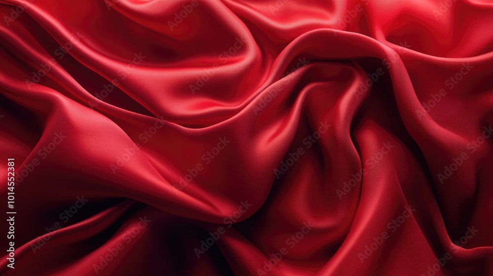 Red satin fabric close-up Red satin fabric close-up