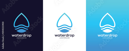 Water drop shape or Blue water drops vector logo designs