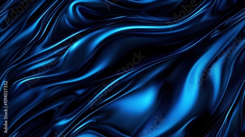 Elegant Blue and Black Swirling Digital Art Liquid