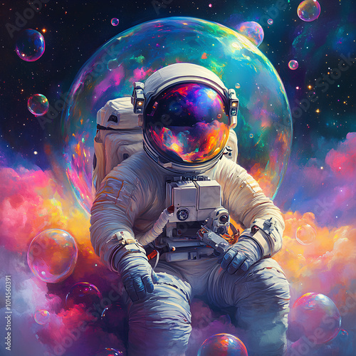 astronaut in space planet background