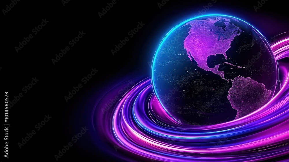 Vibrant Earth Surrounded by Energy Waves Vibrant Earth Surrounded by Energy Waves