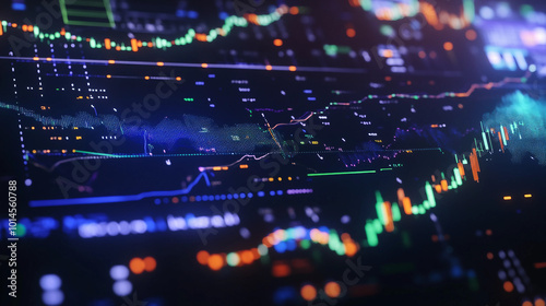 Digital Financial Market Analysis Displaying Stock Trends and Data Visualization Techniques