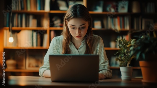 The Young Woman with Laptop