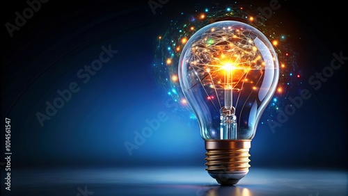 An Illuminated Bulb With Sparkling Network Inside, Displaying a Concept of Bright Ideas and Innovation