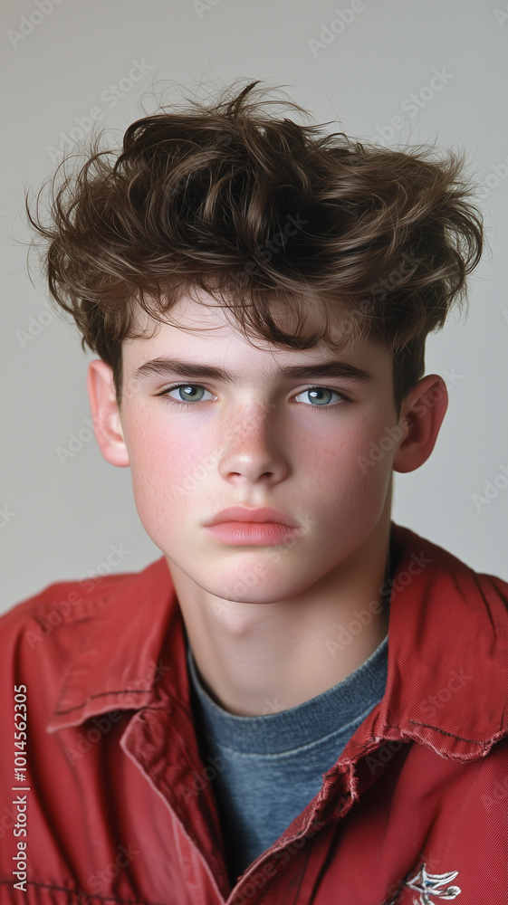A high school teenage boy posing for a yearbook headshot, featuring a humorous 1980s hairstyle, looking directly at the camera with a retro vibe.
A high school teenage boy posing for a yearbook headshot, featuring a humorous 1980s hairstyle, looking directly at the camera with a retro vibe.
