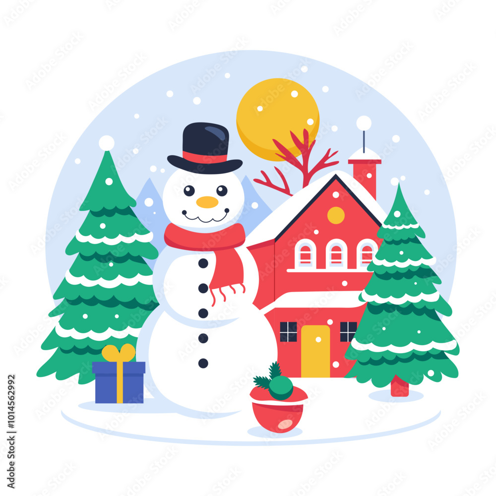 A flat illustration of winter season A flat illustration of winter season