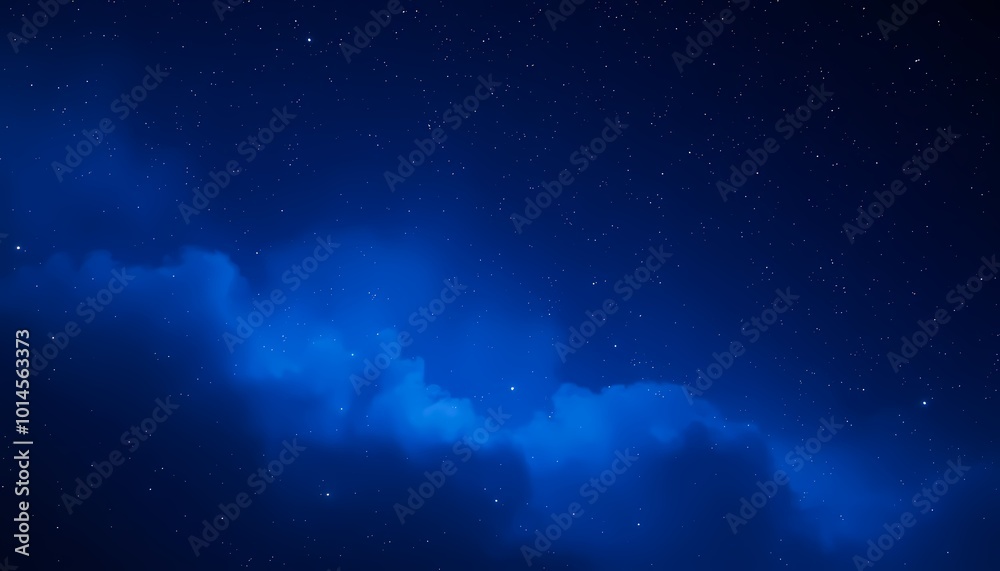 Fototapeta premium Serene Galaxy with Soft Blue Nebula and Stars Twinkling in the Night Sky