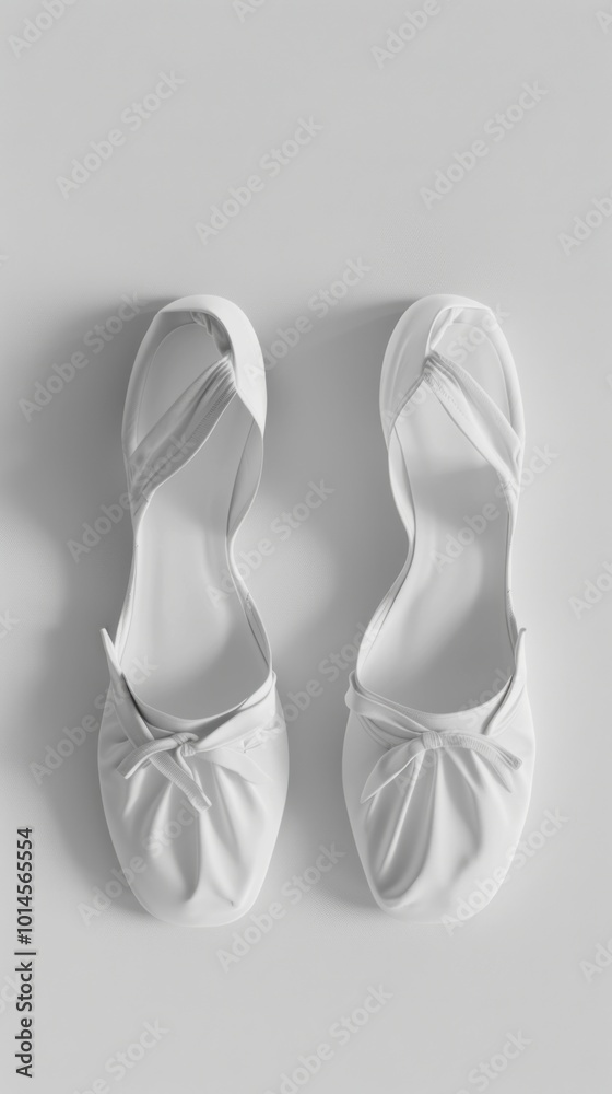 Pair of ballet slippers, white background, 4K hyperrealistic photo Pair of ballet slippers, white background, 4K hyperrealistic photo