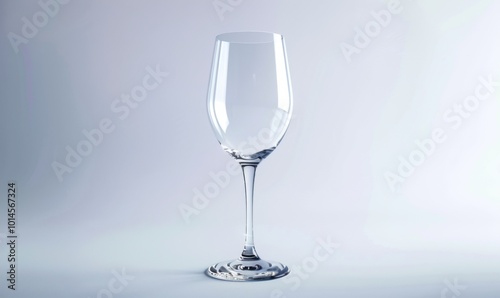 Elegant crystal wine glass, white background, 4K hyperrealistic photo