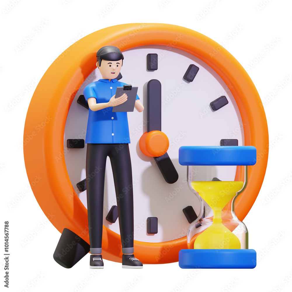 3d Businessman working on project with deadline Illustration 3d Businessman working on project with deadline Illustration