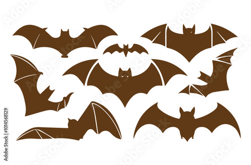 Halloween bat silhouette collection isolated on white background, Bats icons set Free 
