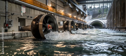 Eco-friendly hydroelectric turbine generating renewable energy, illustrating the pivotal role of green power in fostering sustainable ecological practices
